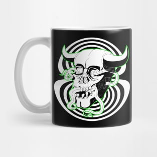 Surreal Demon Skull Neon Green Glow Mug